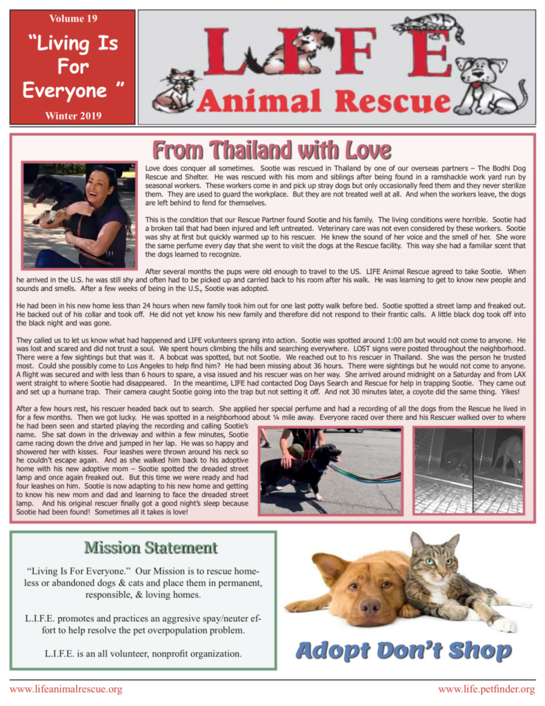 Newsletters – Life Animal Rescue